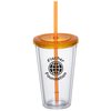View Image 1 of 2 of Double Wall Tumbler with Straw - 16 oz.