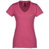 View Image 1 of 3 of M&O Fine Blend V-Neck T-Shirt - Ladies' - Embroidered
