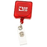 Square Retractable Badge Holder with Slip-On Clip - Translucent
