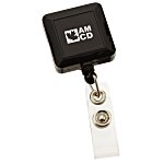 Square Retractable Badge Holder with Slip-On Clip - Opaque