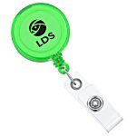 Round Retractable Badge Holder with Slip-On Clip - Translucent