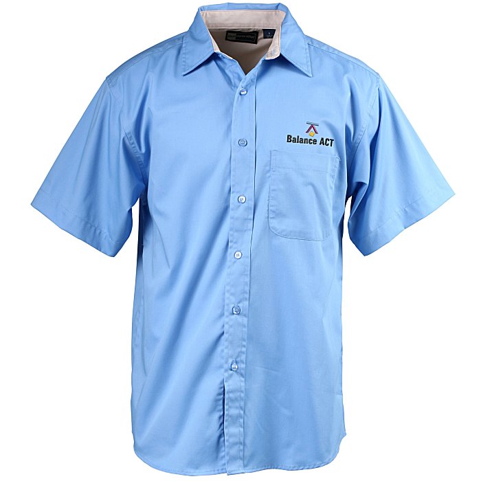 4imprint.ca: Peached Fine Line Short Sleeve Twill Shirt - Men's C114416 ...