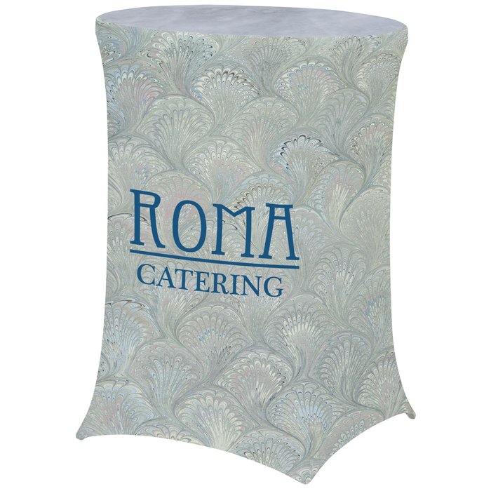 4imprint.ca Hemmed UltraFit Table Cover Round Bar Height Full Colour C122700RDBHFC