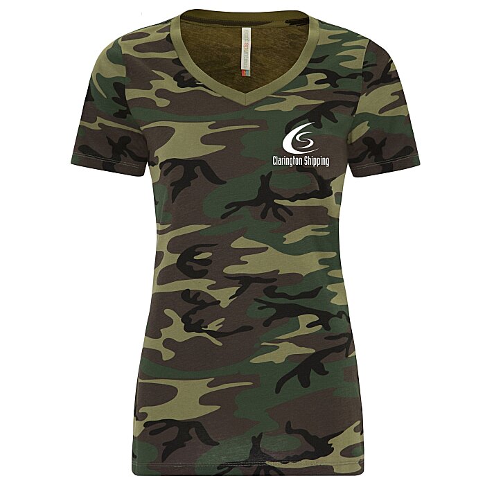 4imprint.ca Euro Spun Cotton VNeck TShirt Ladies' Camo Screen