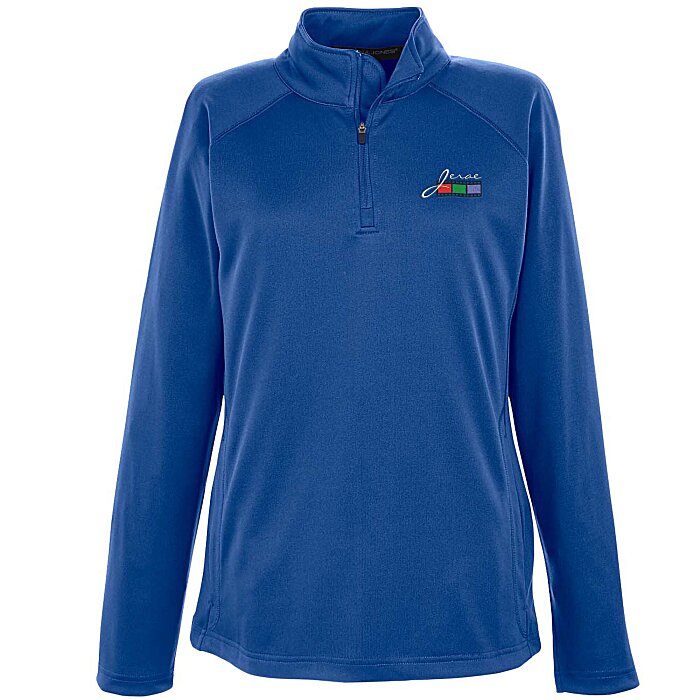 Ladies' Stretch Contrast 1/4 Zip Pullover - Black W/ Logo main image 1
