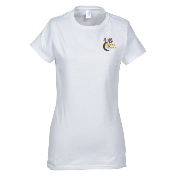 4imprint.ca: Gildan Softstyle T-Shirt - Ladies' - White - Embroidered ...