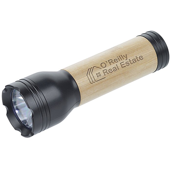 Custom Bamboo Accent Rechargeable Flashlight