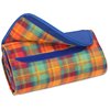 View Image 2 of 3 of Roll-Up Blanket - Orange Plaid with Royal Flap