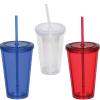 View Image 2 of 2 of Coloured Double Wall Tumbler with Straw - 16 oz.