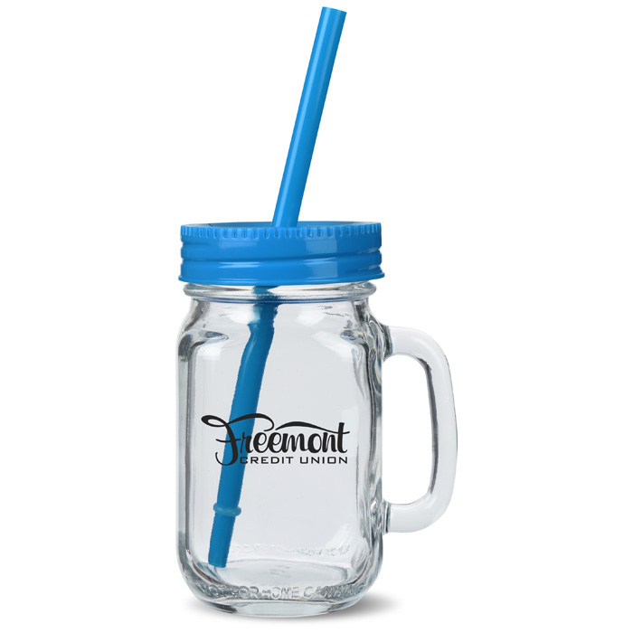 Drinkware | Glassware | Glass Mason Mug with Straw - 16 oz. (Item No ...