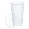 View Image 2 of 2 of Economy White Plastic Cup with Straw Slotted Lid - 20 oz.