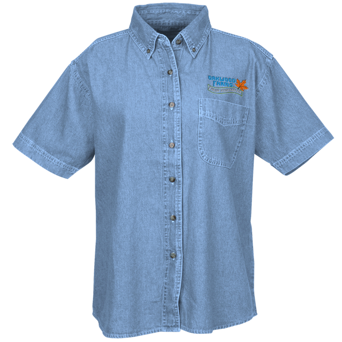 4imprint.ca: Cotton Short Sleeve Denim Shirt - Ladies' C111029-L-SS