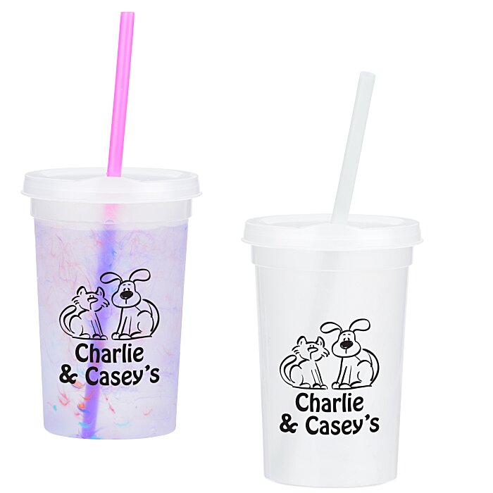 4imprint.ca Rainbow Confetti Mood Cup with Straw 20 oz. C14964520L