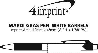 Imprint Area of Mardi Gras Pen - White