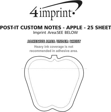 Imprint Area of Post-it® Custom Notes - Apple - 25 Sheet