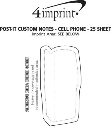 Imprint Area of Post-it® Custom Notes - Cell Phone - 25 Sheet
