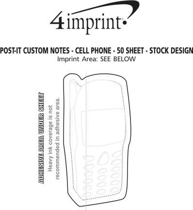 Imprint Area of Post-it® Custom Notes - Cell Phone - 50 Sheet - Stock Design