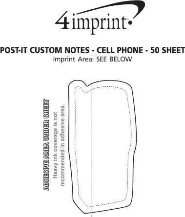 Imprint Area of Post-it® Custom Notes - Cell Phone - 50 Sheet