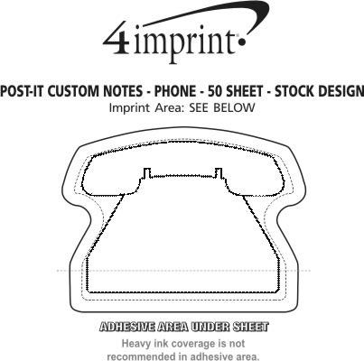 Imprint Area of Post-it® Custom Notes - Phone - 50 Sheet - Stock Design