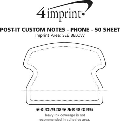 Imprint Area of Post-it® Custom Notes - Phone - 50 Sheet