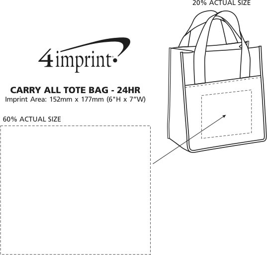 Imprint Area of Carry All Tote Bag - 24 hr