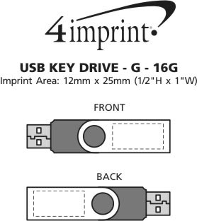 Imprint Area of USB Swing Drive - Gold - 16GB