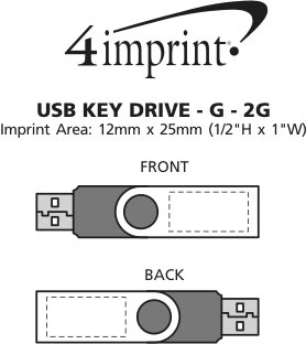 Imprint Area of USB Swing Drive - Gold - 2GB