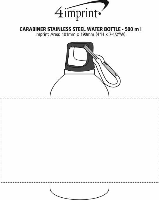 Imprint Area of Carabiner Stainless Steel Water Bottle - 16 oz.