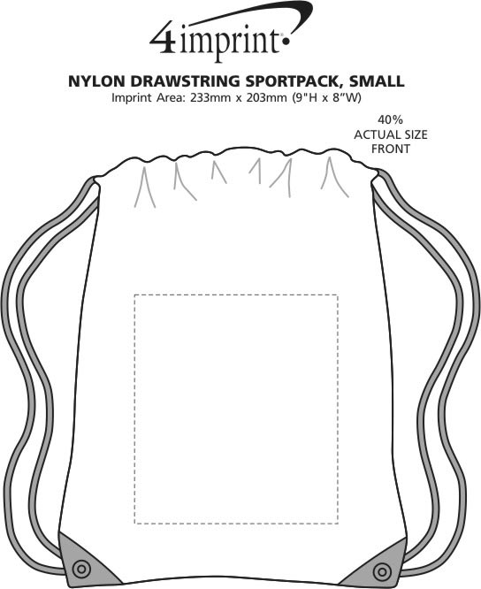 Imprint Area of Drawstring Sportpack - Small