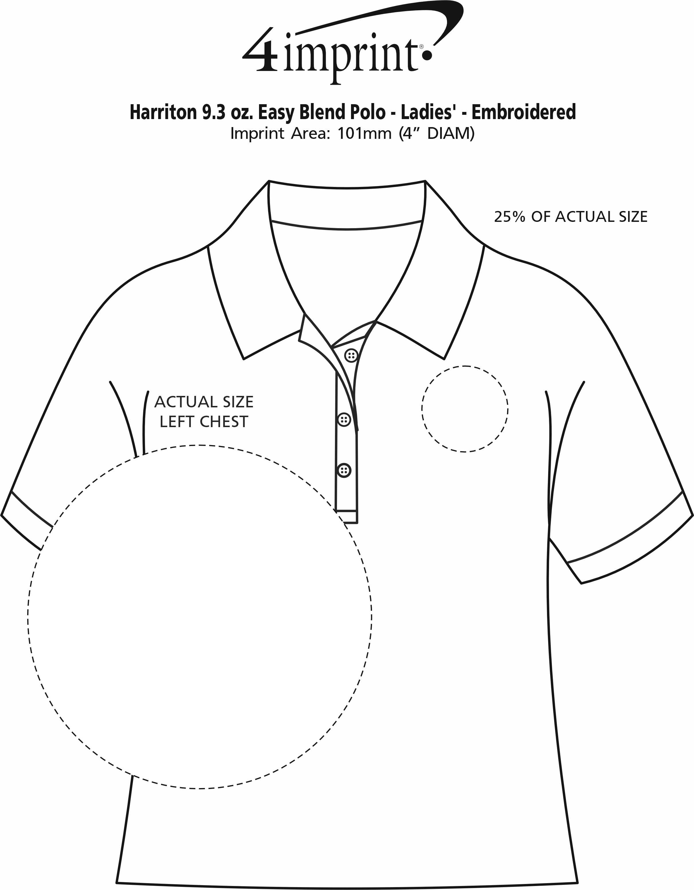 Imprint Area of Harriton 9.3 oz. Easy Blend Polo - Ladies' - Embroidered