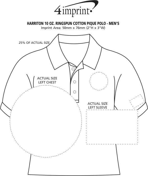 Imprint Area of Harriton 10 oz. Ringspun Cotton Pique Polo - Men's