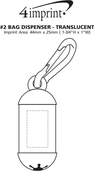 Imprint Area of Bag Dispenser with Carabiner - Translucent
