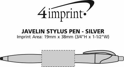 Imprint Area of Javelin Stylus Pen - Silver