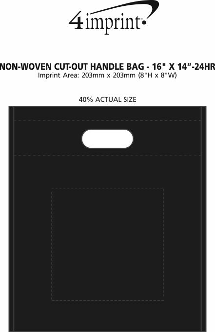 Imprint Area of Non-Woven Cut-Out Handle Bag - 16" x 14" - 24 hr