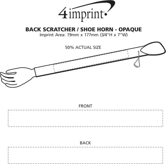 Imprint Area of Back Scratcher with Shoe Horn - Opaque
