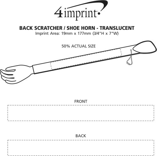 Imprint Area of Back Scratcher with Shoe Horn - Translucent