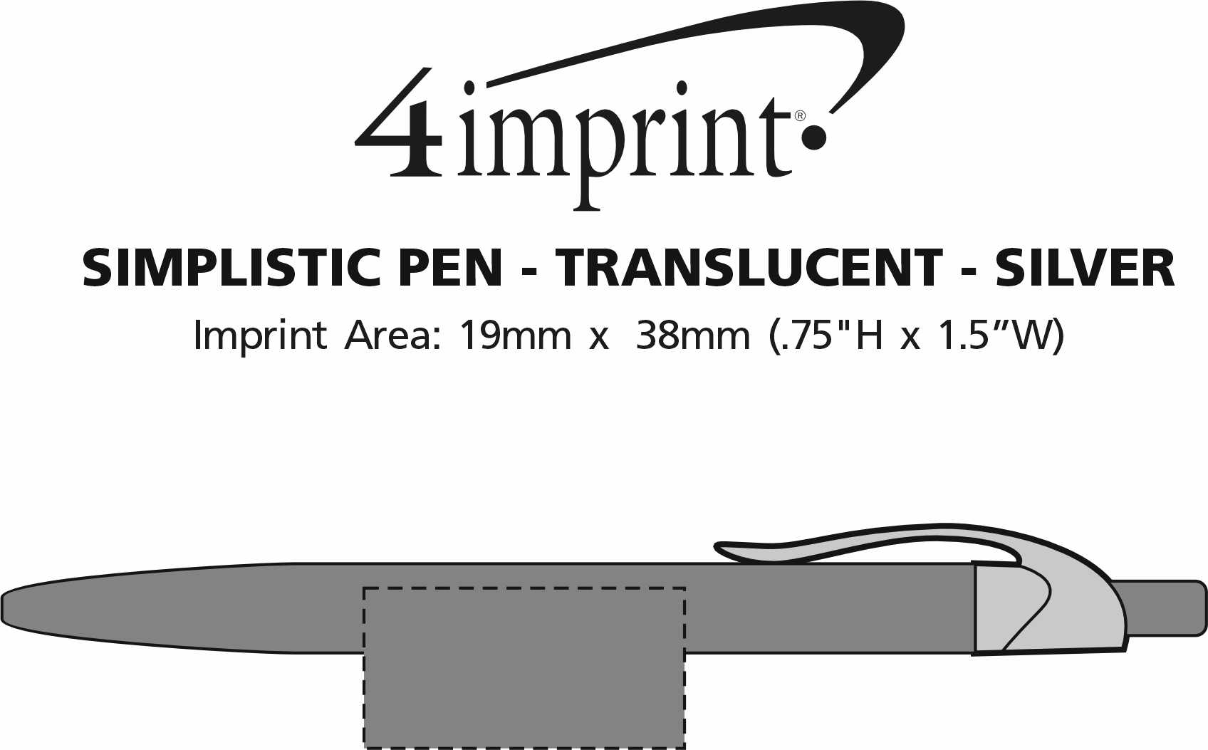 Imprint Area of Simplistic Pen - Translucent - Silver