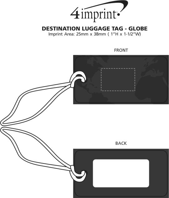 Imprint Area of Destination Luggage Tag - Globe