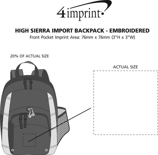 Imprint Area of High Sierra Impact Backpack - Embroidered