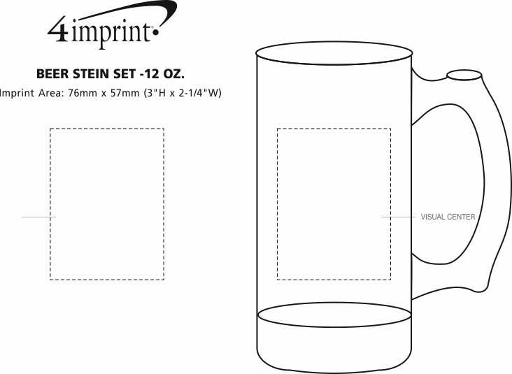 Imprint Area of Beer Stein Set - 12 oz.