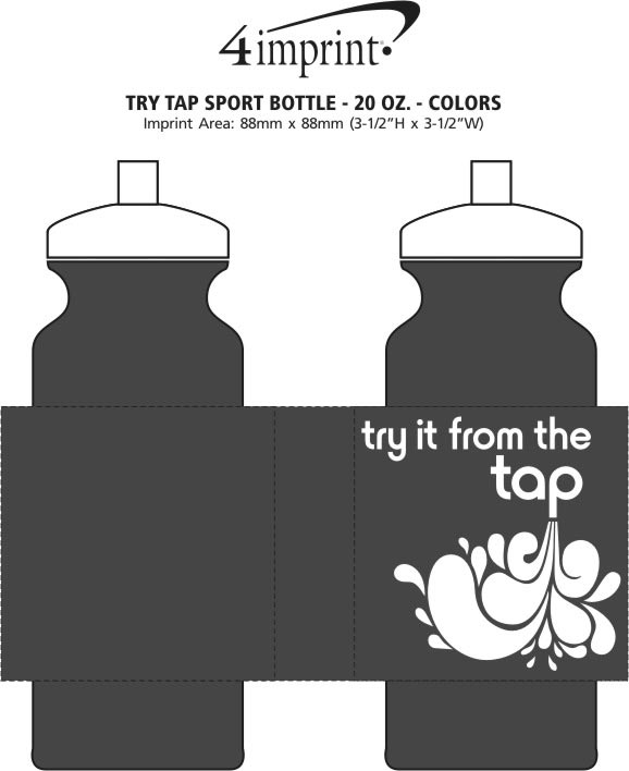 Imprint Area of Try Tap Sport Bottle - Colours - 20 oz.