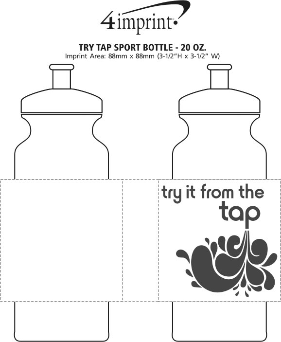 Imprint Area of Try Tap Sport Bottle - 20 oz.