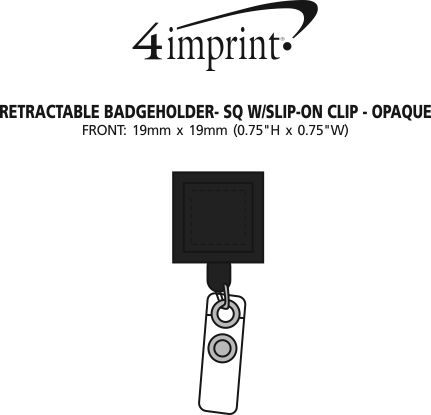 Imprint Area of Square Retractable Badge Holder with Slip-On Clip - Opaque