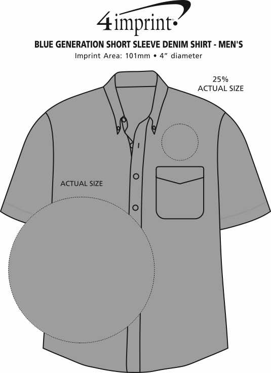 Imprint Area of Cotton Short Sleeve Denim Shirt - Men's