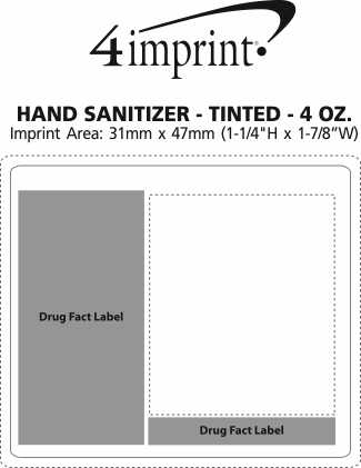 Imprint Area of Hand Sanitizer - Tinted - 4 oz.