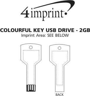 Imprint Area of Colourful Key USB Drive - 2GB