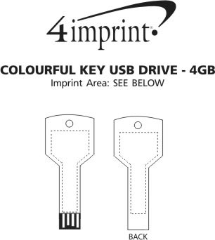 Imprint Area of Colourful Key USB Drive - 4GB