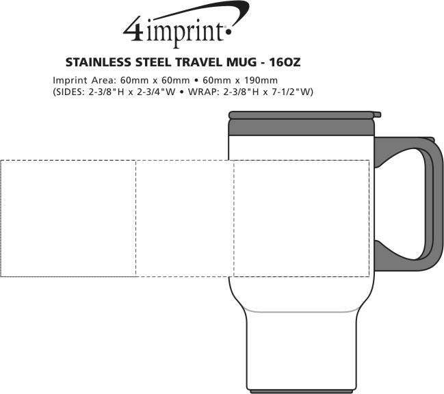 Imprint Area of Stainless Steel Travel Mug - 16 oz.