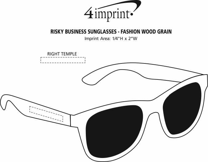 Imprint Area of Risky Business Sunglasses - Fashion Wood Grain