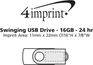 Imprint Area of Swinging USB Drive - 16GB - 24 hr